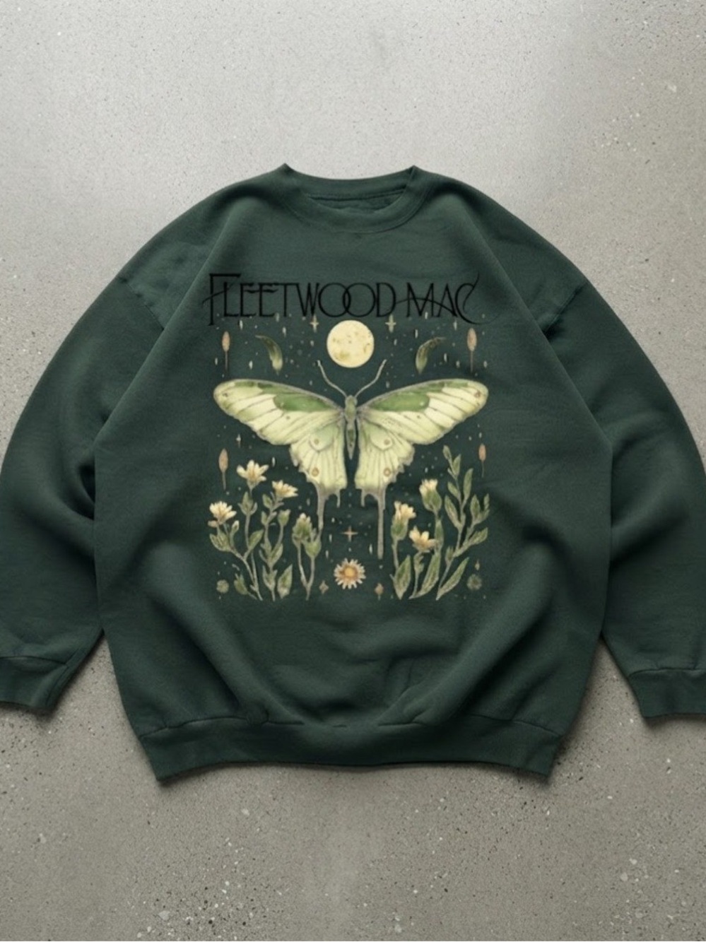 Fleetwood Mac Luna Moth Green Boho Heavy Cotton Gildan Sweatshirt